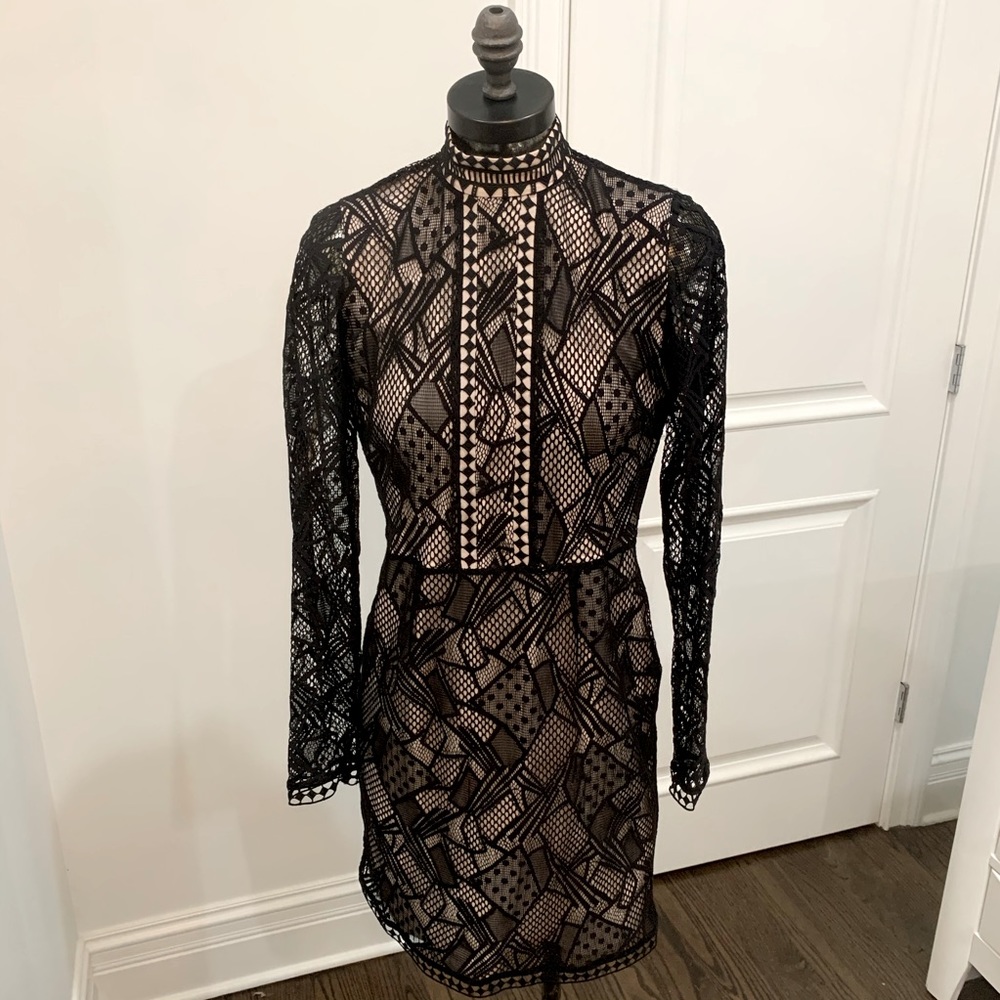 Black Lace Dress with Nude lining Gianni Bini 4